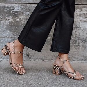 Lulus snake skin strappy lace up heel women 7.5